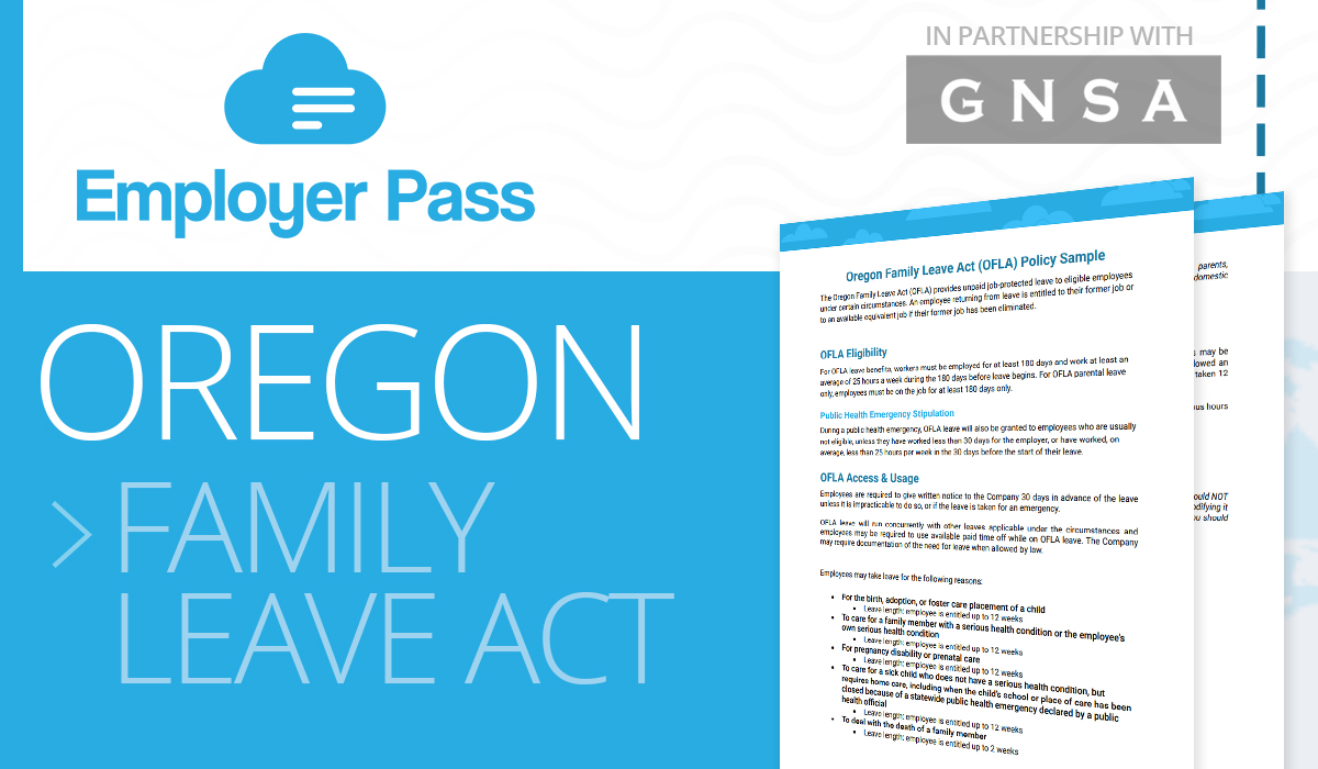 Oregon Family Leave Act (OFLA) Policy Sample Employer Pass